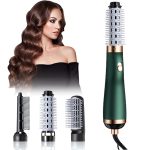 Brosse Pour Sécher Les Cheveux - 5 × 1 Multifonctions - Coiffantes Lissantes et Adoucissantes - Vert