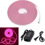 Bande Lumineuse Néon LED - Flexible - DC 12V - 5M 2835 600 - Silicone pour Intérieur et Extérieur - Rose