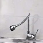 Robinet d'évier de cuisine avec bec pivotant - Plaque contemporaine en céramique chromée - Bobine - Rotation à 360° – Image 4