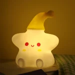 Lampe De Chevet – Design Étoile Mignon Pour Enfants – Lampe De Chevet à Détection De Lumière – Chapeau Jaune – Image 3