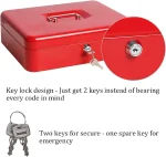 Caisse a Monnaie - Métal - Grand Plateau à 5 Sections - 4 Ressorts Avec 2 Clés - 90 × 40 × 15cm - Rouge – Image 3