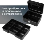 Métal Cach Box - Caisse à Monnaie - Coffre Fort + 2 Clés - 200*160*90 mm - Noir – Image 4