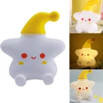 Lampe De Chevet – Design Étoile Mignon Pour Enfants – Lampe De Chevet à Détection De Lumière – Chapeau Jaune