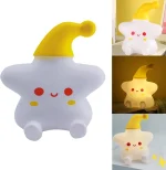 Lampe De Chevet – Design Étoile Mignon Pour Enfants – Lampe De Chevet à Détection De Lumière – Chapeau Jaune