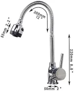 Robinet d'évier de cuisine avec bec pivotant - Plaque contemporaine en céramique chromée - Bobine - Rotation à 360° – Image 3