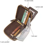 Portefeuille Classique en Cuir PU Pour Homme – Moraillon Court et Fermeture Éclair – Haute Qualité et Multi-Poches - Marron foncé – Image 5