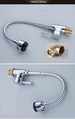 Robinet d'évier de cuisine avec bec pivotant - Plaque contemporaine en céramique chromée - Bobine - Rotation à 360° – Image 12