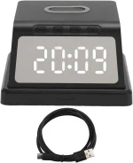 Station De Recharge Sans Fil Avec Réveil Sans Fil Sécurisé - Acrylique - Rechargeable-LED-Noir – Image 14