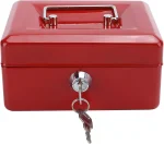 Métal Cach Box - Caisse à Monnaie - Coffre Fort + 2 Clés - 200*160*90 mm - Rouge – Image 4