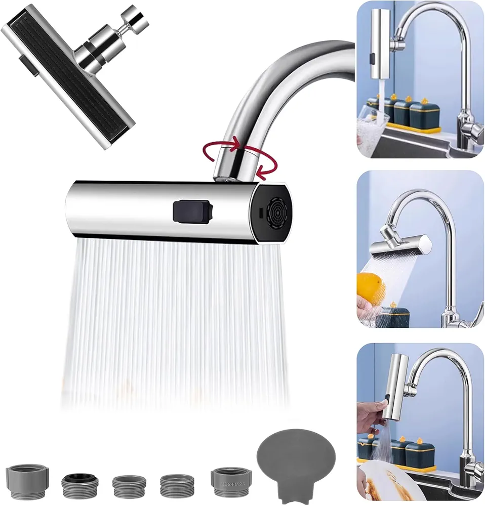 71-hF3EUvyL._AC_UF10001000_QL80_FMwebp_.webp Robinet De Cuisine Cascade-360 Degrés Avec 3 Modes De Pulvérisation-Aérateur De Robinet Universel-Tête De Pulvérisation Multifonctionnelle 3 en 1 – Image 1