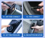 Gonfleur De Pneus - Portable - Manomètre Numérique LCD Sans Fil Avec Lumière LED - Sans Fil - Écran Tactile – Image 4