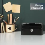 Métal Cach Box - Caisse à Monnaie - Coffre Fort + 2 Clés - 200*160*90 mm - Noir – Image 3