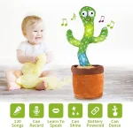 Jouet Cactus Parlant Dansant – Jouet Cactus Ensoleillé Parlant – Répétition De Chant – 120 Chansons Pour Enfants – 15 Secondes – Enregistrez Votre Voix – LED