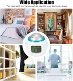 Réveil Projecteur - Écran LCD - Mélodies et Lumières Multi-Étoiles - Affichage du Calendrier - Heure Date Semaine - Température – Image 3