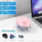 Masseur De Cuir Chevelu Sans Fil 3 en 1 Avec 96 Contacts en Silicone - 3 Modes de Pétrissage - Étanche IPX6 - Rechargeable - Rose – Image 5