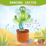 Jouet Cactus Parlant Dansant – Jouet Cactus Ensoleillé Parlant – Répétition De Chant – 120 Chansons Pour Enfants – 15 Secondes – Enregistrez Votre Voix – LED – Image 3