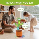 Jouet Cactus Parlant Dansant – Jouet Cactus Ensoleillé Parlant – Répétition De Chant – 120 Chansons Pour Enfants – 15 Secondes – Enregistrez Votre Voix – LED – Image 6