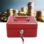 Métal Cach Box - Caisse à Monnaie - Coffre Fort + 2 Clés - 200*160*90 mm - Rouge – Image 2