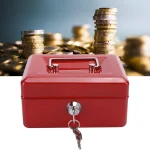 Métal Cach Box - Caisse à Monnaie - Coffre Fort + 2 Clés - 200*160*90 mm - Rouge