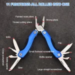 Pince Multifonction 11 En 1 - Acier Inoxydable - Avec Tournevis - Lime - Ouvre-Boîte - Pince - Coupe-Câble - Utilisation Extérieure – Image 3