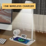 Lampes De Bureau 4 en 1- LED - Chargeur Sans Fil - Bluetooth - Écran Tactile - Horloge - Haut-parleur – Image 2