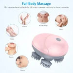 Masseur De Cuir Chevelu Sans Fil 3 en 1 Avec 96 Contacts en Silicone - 3 Modes de Pétrissage - Étanche IPX6 - Rechargeable - Rose – Image 7