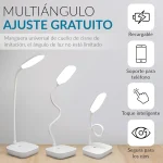 Lampe De Bureau Flexible Lampe De Bureau Flexible - Support Téléphone - Chargement USB - 3 Modes D'éclairage - Bouton Tactile - Blanc – Image 11