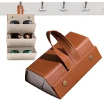 Étui à Lunettes Pliable 3 En 1 En Cuir PU - Multi-usages - Marron – Image 3