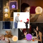 Motif Gaufré De Lune Éclairée - Lumière LED - Contrôle Tactile - Rechargeable - 7 Couleur - Avec Crochet - Télécommande – Image 3