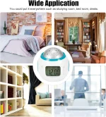 Réveil Projecteur - Écran LCD - Mélodies et Lumières Multi-Étoiles - Affichage du Calendrier - Heure Date Semaine - Température – Image 5