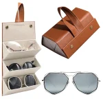Étui à Lunettes Pliable 3 En 1 En Cuir PU - Multi-usages - Marron