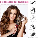 Brosse Pour Sécher Les Cheveux - 5 × 1 Multifonctions - Coiffantes Lissantes et Adoucissantes - Rouge