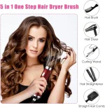 Brosse Pour Sécher Les Cheveux - 5 × 1 Multifonctions - Coiffantes Lissantes et Adoucissantes - Rouge