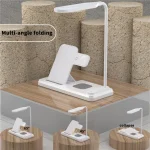 Chargeur Sans Fil Pliable HT-503 15 W Pour Téléphones  Montres et Ècouteurs Avec Lampe De Table LED Tactile Flexible - Blanc – Image 5