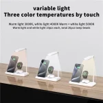 Chargeur Sans Fil Pliable HT-503 15 W Pour Téléphones  Montres et Ècouteurs Avec Lampe De Table LED Tactile Flexible - Blanc – Image 3