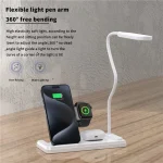 Chargeur Sans Fil Pliable HT-503 15 W Pour Téléphones  Montres et Ècouteurs Avec Lampe De Table LED Tactile Flexible - Blanc – Image 7