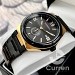 Montre Curren Pour Homme Avec Bracelet Bicolore en Acier Inoxydable Noir et Doré - Affichage De La Date - Résistante à L'eau – Image 7