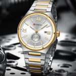 Montre Curren Pour Homme Avec Bracelet Bicolore en Acier Inoxydable Argenté et Doré - Affichage De La Date - Résistante à L'eau