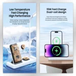 Chargeur Sans Fil Pliable HT-503 15 W Pour Téléphones  Montres et Ècouteurs Avec Lampe De Table LED Tactile Flexible - Blanc – Image 12