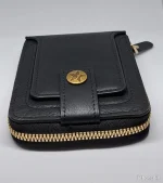 Portefeuille HM Classique en Cuir  Pour Homme – Moraillon Court et Fermeture Éclair – Haute Qualité et Multi-Poches - Noir – Image 3