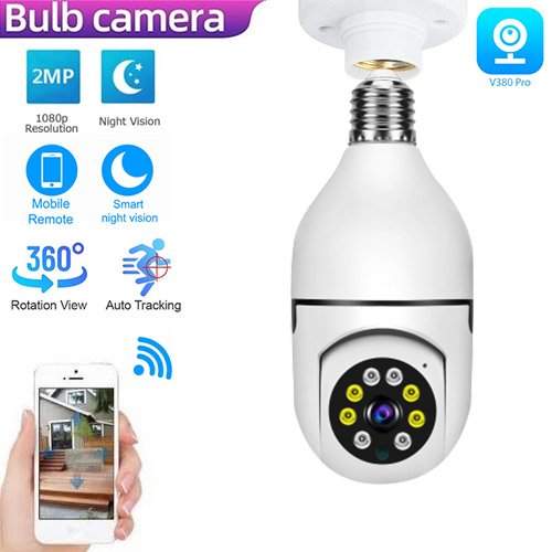 Bulb-Smart-WiFi-PTZ-Camera-V380-Pro@ido.lk_.jpg Petite Caméra De Surveillance Sans Fil - HD 1080P - Suivi Automatique à 360 Degrés - Audio et Vidéo – Image 1