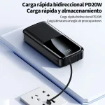 Nouvelle Batterie Externe Haute Capacité - 20 000 MAh - Charge Rapide - Écran LED - Port USB-C PD - 22,5 W - Quatre câbles Intégrés – Image 3