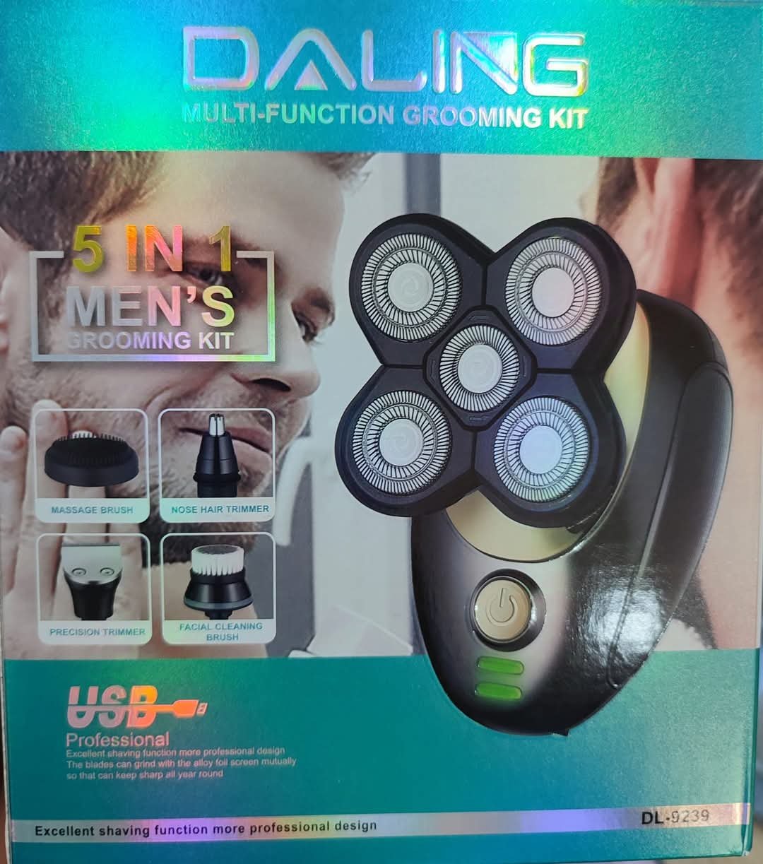 FB_IMG_1737797144925.jpg Rasoir Électrique Homme - 5 en 1 - Rechargeable - 4D à Cinq Têtes Flottantes – Image 1