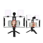 Support Caméra Vidéo Pour Smartphone – Trépied Avec Poignée Stabilisatrice Vidéo Pour Téléphone – avec Microphone à Réduction De Bruit et Lumière Stroboscopique – Image 4