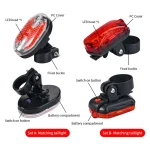 Kit D'éclairage De Vélo À Piles Avant Et Arrière - Rechargeable - Résistante À L'eau – Image 5