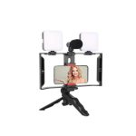 Support Caméra Vidéo Pour Smartphone – Trépied Avec Poignée Stabilisatrice Vidéo Pour Téléphone – avec Microphone à Réduction De Bruit et Lumière Stroboscopique – Image 5