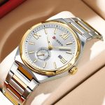 Montre Curren Pour Homme Avec Bracelet Bicolore en Acier Inoxydable Argenté et Doré - Affichage De La Date - Résistante à L'eau – Image 8