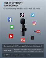 Microphone Sans Fil K9 À Réduction De Bruit Pour iPhone – Double USB-C Pour L'enregistrement Vidéo & Streaming en Direct – Image 4