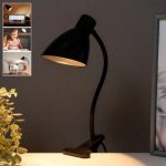 Lampe De Bureau Flexible Avec Pince Et Interrupteur - Prise - Noir