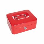 Métal Cach Box - Caisse à Monnaie - Coffre Fort + 2 Clés - 200*160*90 mm - Rouge – Image 7